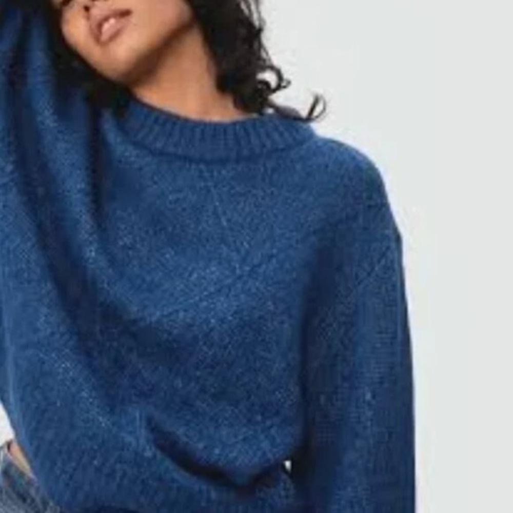 Everlane Cobalt Blue Wool Alpaca Clowd Crew Diamond Stitch Sweater Small
